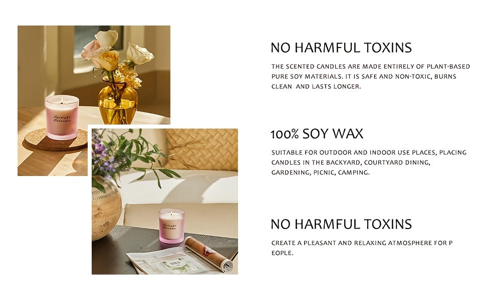 11.3 oz Up to 70 Hours Burn Natural Soy Wax Aromatherapy Candles for Home Scented (Lavender)