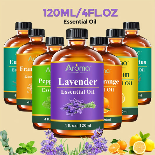 4FL.OZ Natural Essential Oils : Eucalyptus, Lavender, Frankincense, Lemon, Sweet Orange, Peppermint Essential Oils - For Humidifiers, Diffusers, Scented Candles - Holiday Surprises- Suitable For Men And Women - Best Birthday/
