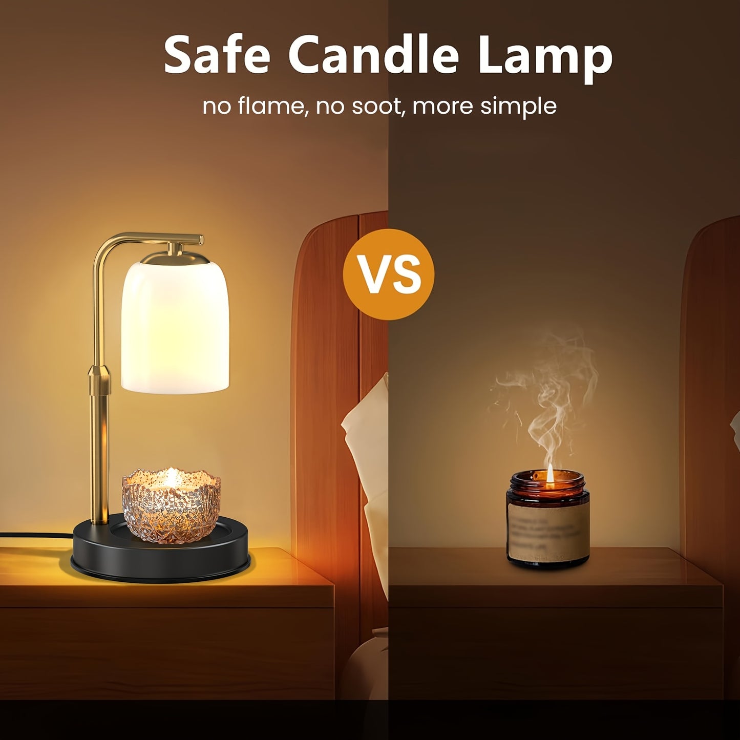 [Home Relaxation] Elegant Flameless Candle Warmer Lamp with Adjustable Brightness - White Electric Aromatherapy Wax Melter, Safe for Bedroom & Desk Use, Includes Timer & Dual Light Bulbs, Fits Candles up to 8" - Ideal Gift
