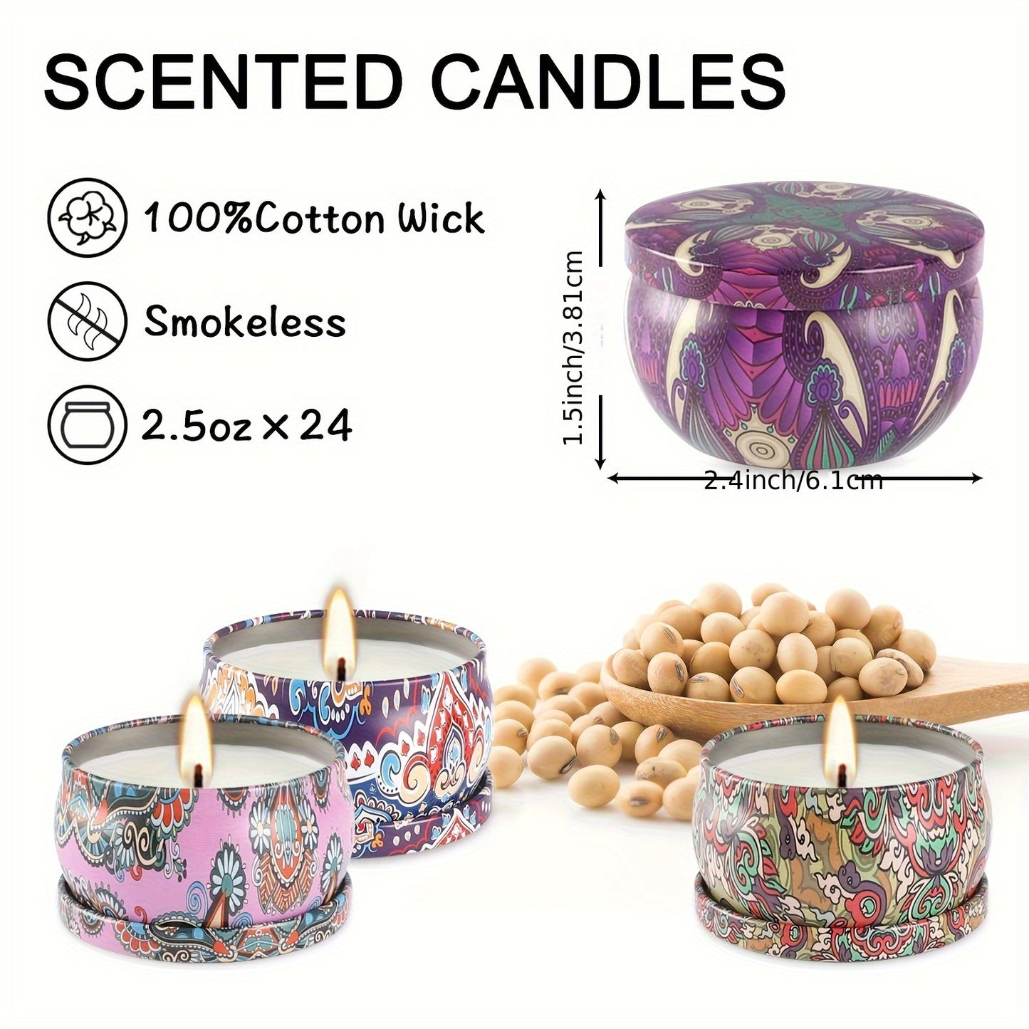 for Halloween, Christmas, Father's Day or weddings, twenty-four scented candles (2.36inch*1.5inch) make the perfect gift for friends, colleagues or family.