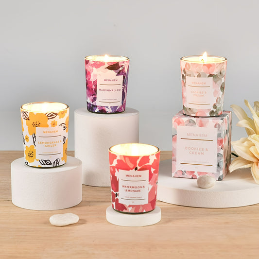 2pcs 2025 New Creative Flower Series Candles - Smokeless Soy Wax, 12+ Hour Burn Time, Floral & Fruit Scented Glass Jar Candles for Home Decor, Christmas, Valentine’s Day, Birthdays & Holidays
