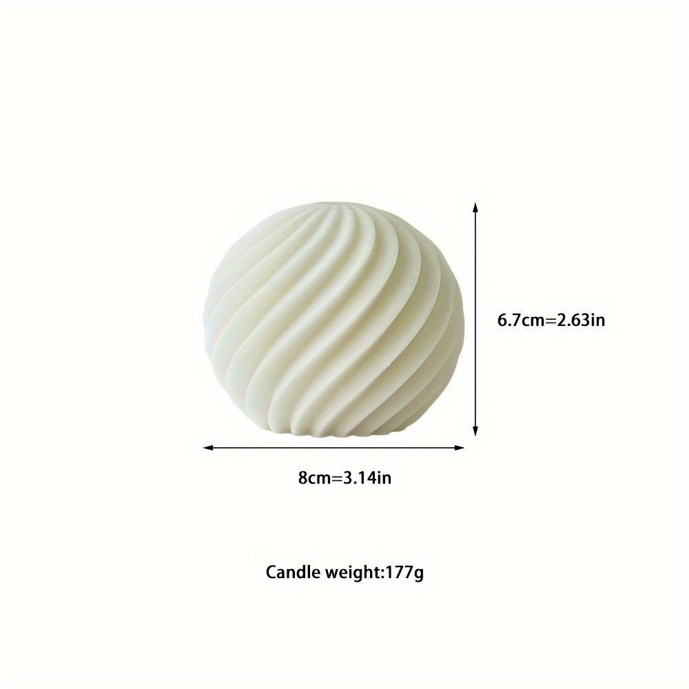 [Single Beeswax Wave Ball Candle] Minimalist Nordic Style Wave Ball Artistic Aromatherapy Candles - Single-Wick Beeswax & Soy Wax Blend, Romantic Geometric Design Candle for Indoor & Outdoor, Spice Scented, Ideal for Valentin