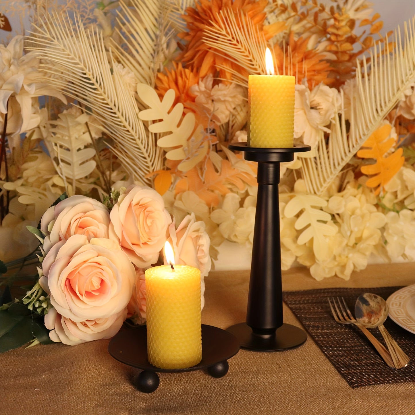 Beeswax Pillar Candles 3pcs Set - 2" X 3.4" Pure Beeswax Hand Rolled Candles, Elegant Beehive Texture Candles With Natural Scent For Dating, Party, Event, Gift & Home Decor