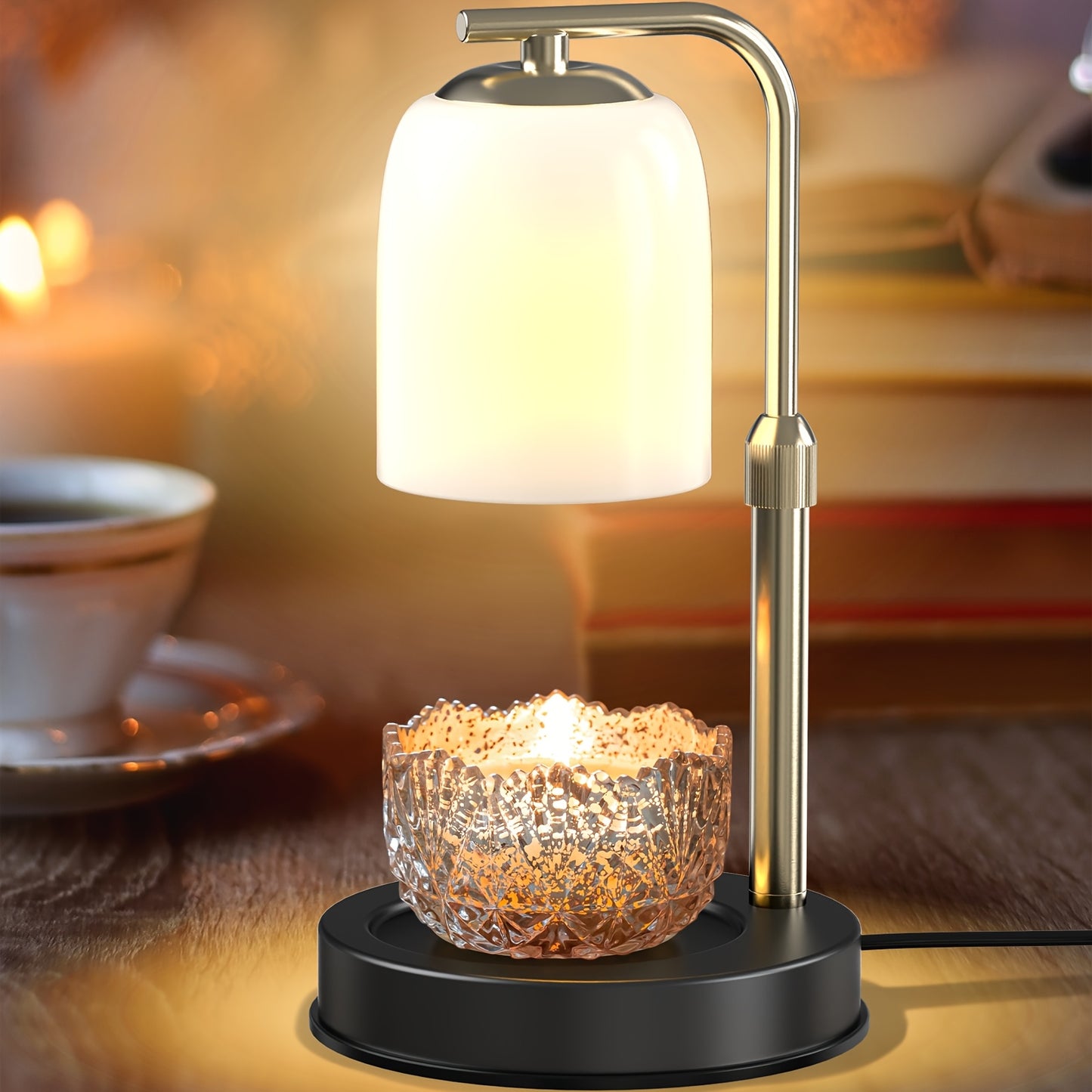 [Home Relaxation] Elegant Flameless Candle Warmer Lamp with Adjustable Brightness - White Electric Aromatherapy Wax Melter, Safe for Bedroom & Desk Use, Includes Timer & Dual Light Bulbs, Fits Candles up to 8" - Ideal Gift