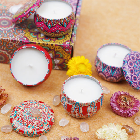 Gift Box of 4 Aromatherapy Candles, Smoke-free Handmade Soy Candles, with A Romantic Atmosphere and Long-lasting Fragrance