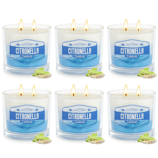 6 Pack Citronella Candles Outdoor, Large Citronella Candle , 60 Oz Fresh Citronella Soy Candle for Home, 450H Long Burn Outside Jar Candles for Yard Garden Balcony Camping Summer