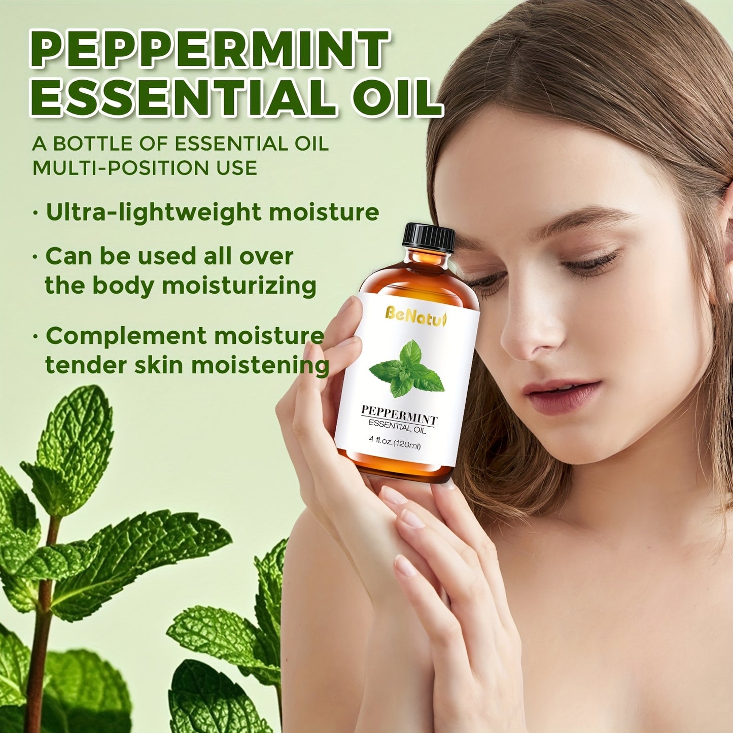 Peppermint Essential Oil, BeNatu Holiday Gift Recommendation, Gift Surprises, Home Diffuser - 2.03oz/4.06oz Essential Oils Of Various Specifications, Making Soap And Candles - Essential Oil Diffuser - For Your Beloved Ones -