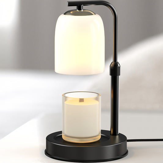 [Home Relaxation] Elegant Flameless Candle Warmer Lamp with Adjustable Brightness - White Electric Aromatherapy Wax Melter, Safe for Bedroom & Desk Use, Includes Timer & Dual Light Bulbs, Fits Candles up to 8" - Ideal Gift