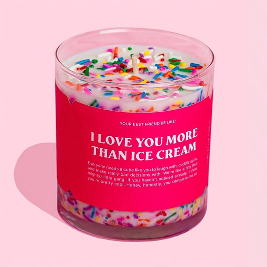 1pc "I Love You More Than Ice Cream" Soy Wax Candle with Colorful Sprinkles - Ideal Gift for Girlfriend, Boyfriend, Spouse, or Best Friend - Perfect for Valentine's Day and Birthdays - Indoor Use, Glass Container, Birthday Ca