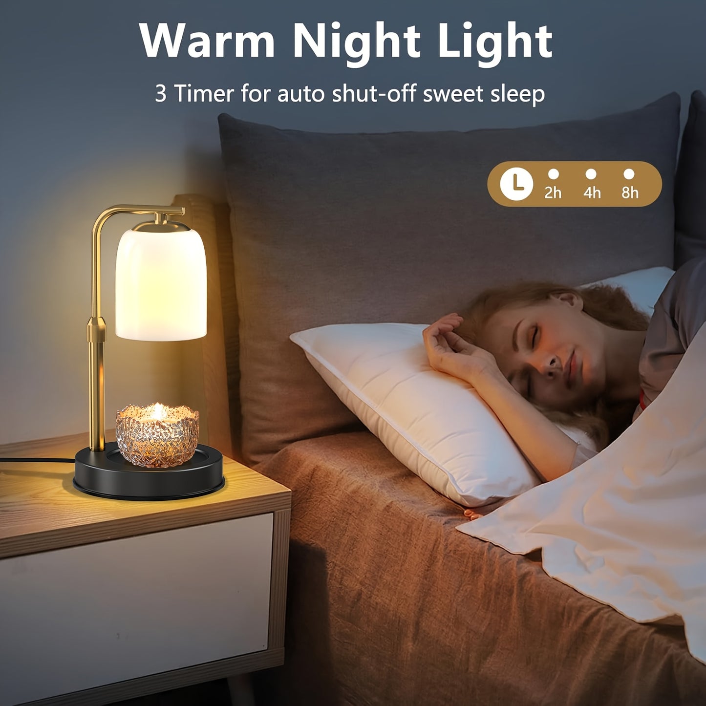 [Home Relaxation] Elegant Flameless Candle Warmer Lamp with Adjustable Brightness - White Electric Aromatherapy Wax Melter, Safe for Bedroom & Desk Use, Includes Timer & Dual Light Bulbs, Fits Candles up to 8" - Ideal Gift