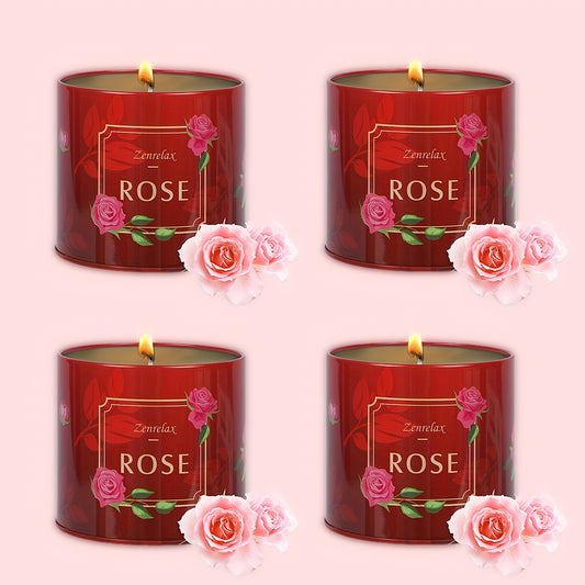 Scented Candles Gift Sets For Women, 4 Pack Natural Soy Candles For Home Scented, Rose Jar Candle, Gift For Mother'S Day, Birthday, Valentine's, Anniversary