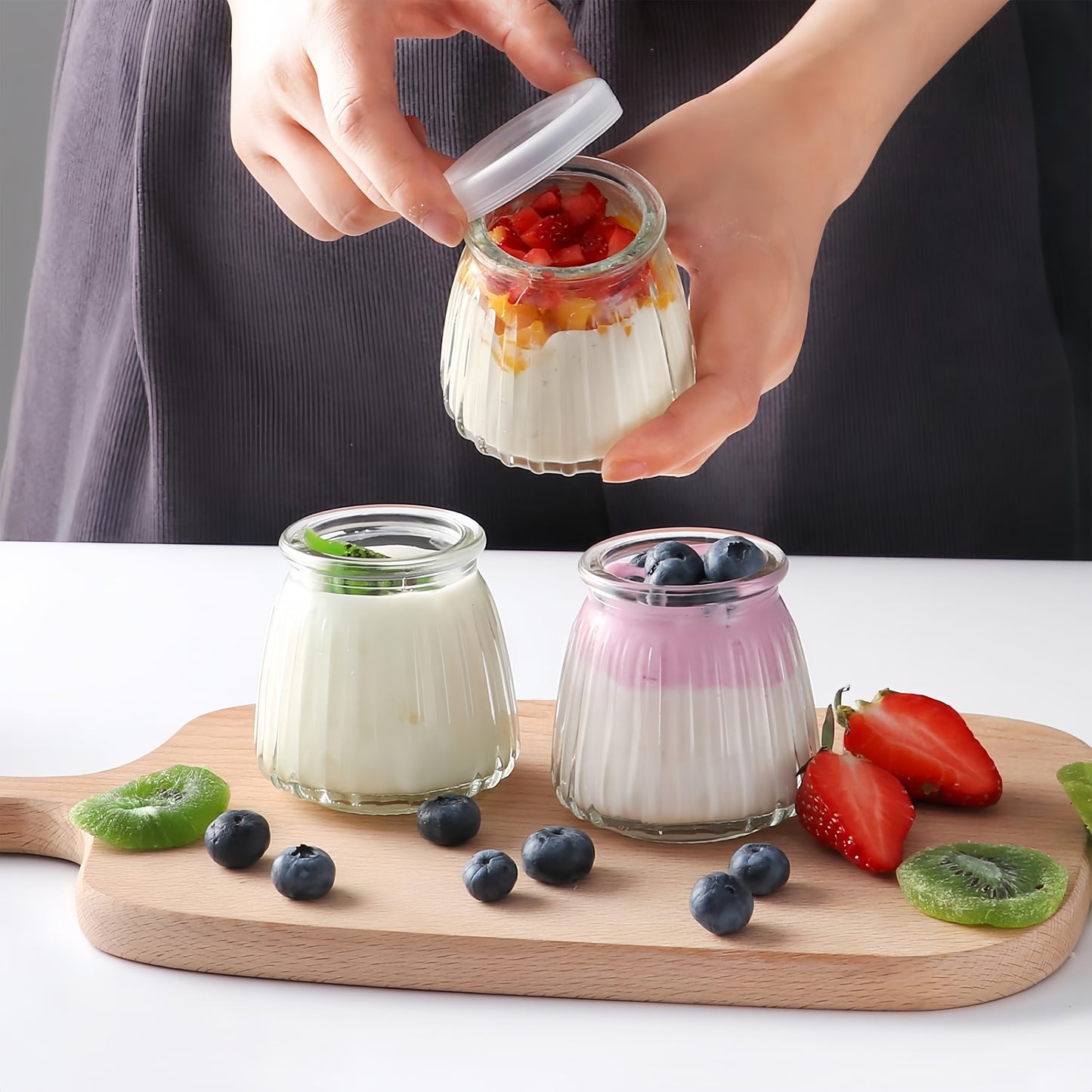 BlingFun 4pcs Mason Jar Candle Making Kit with Lids, Labels, Wicks & Dispenser - High Temp Resistant Glass Pudding Containers for DIY Candles, Home Decor & Gifts, Blingfun