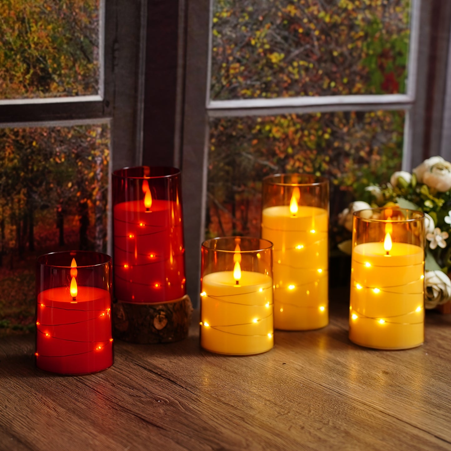 EEBUSS Flameless Candle With Embedded Star String, 3 Battery-Powered Candles (D3×H4"5"6), Flashing LED Candle With Remote Control And Timer. Ideal For Christmas Decorations, Parties, Family Gatherings