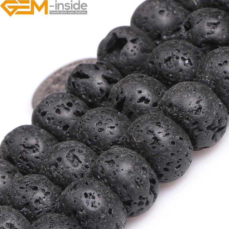 Natural Gem-Inside Square Black Lava Rock Strand 15"Beads For Jewelry Making Bracelet Necklace Diy Gifts Wholesale New