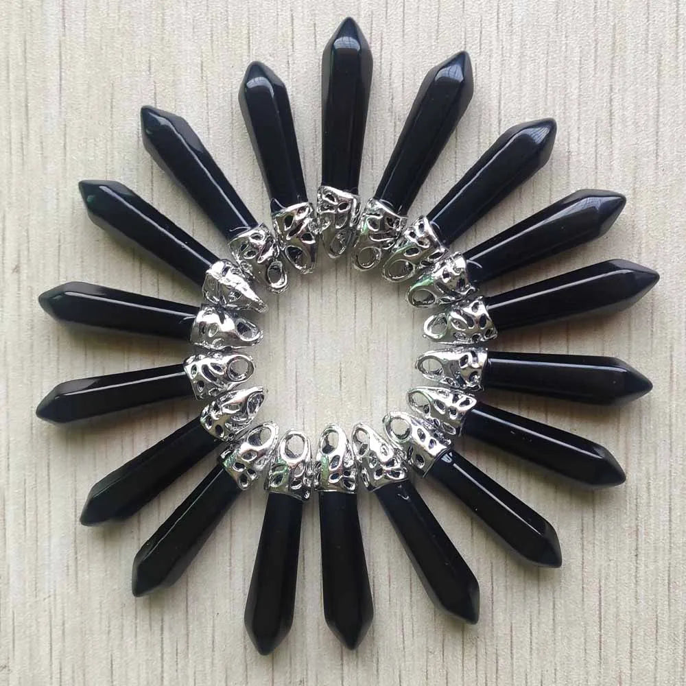 Fashion good quality Mix natural stone Hexagonal pillar pendants for necklaces  jewelry making 20pcs/lot wholesale fast shipping
