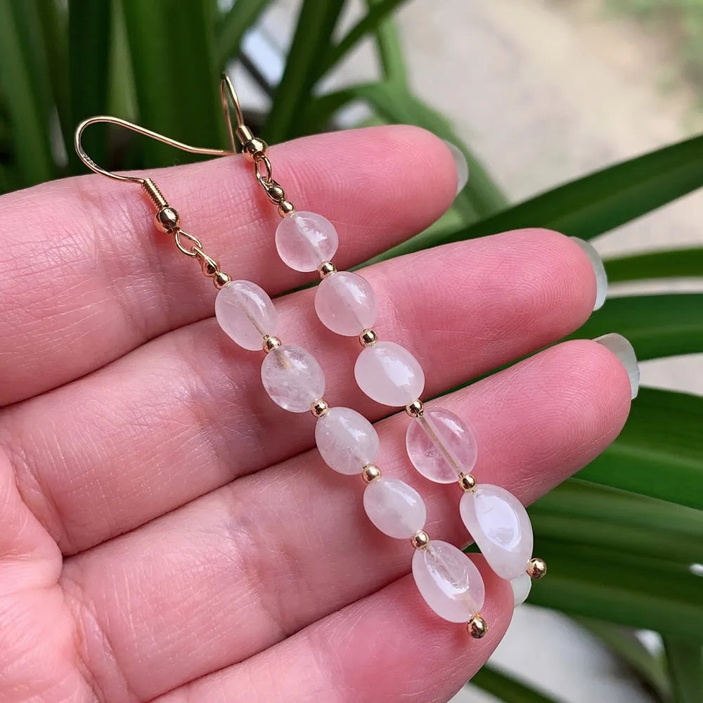Natural Crystal Drop Earring for Women Party Wedding Irregular Rock Quartz Amazonite Citrines Gems Stone Long Tassel Earring
