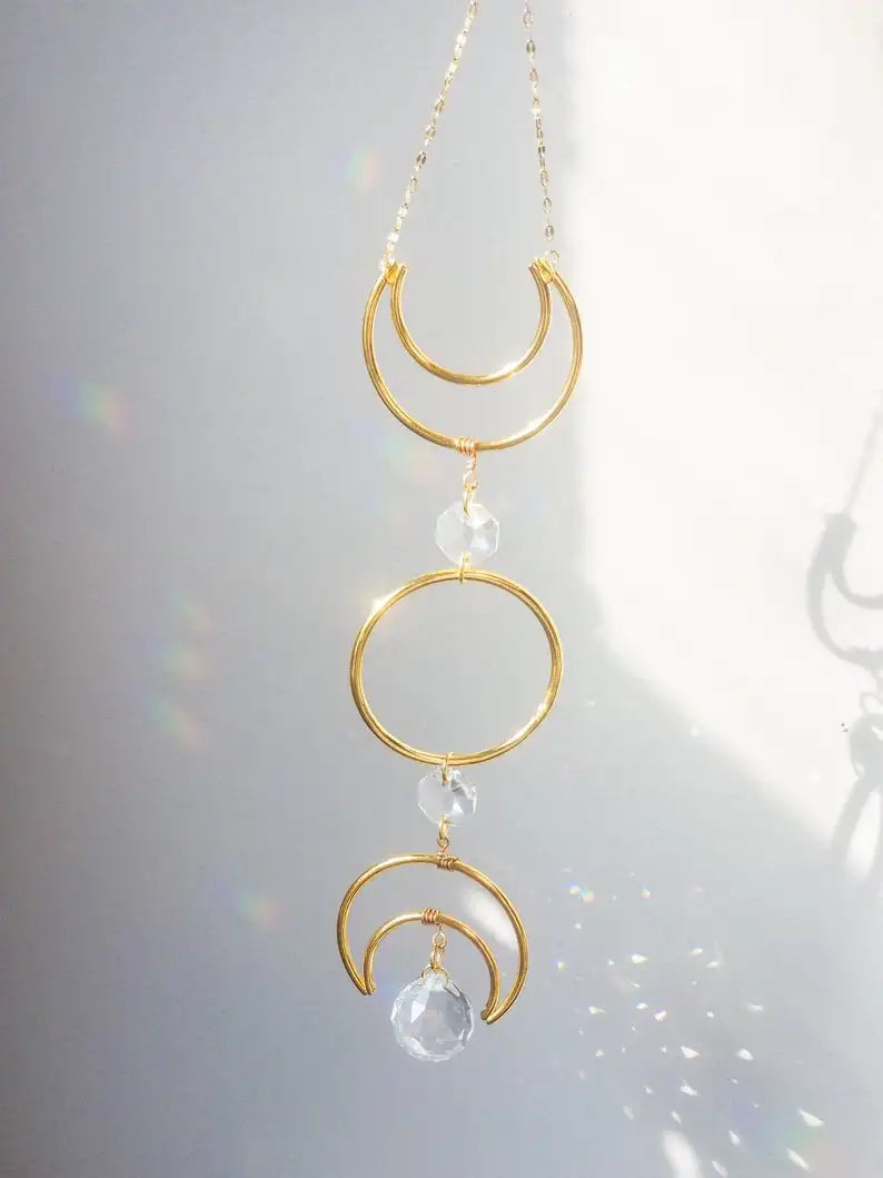 Multiple styles Witch Bells Crescent Moon Celestial Suncatcher Rainbow Maker Windows Hanging Door Hanging Banish Evil Home gift