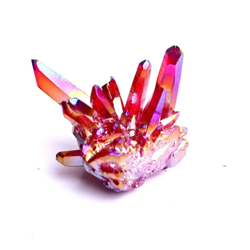 Natural Beautiful White Crystal Raw Quartz Cluster Plating Colorful Mineral Specimen Healing Ornaments