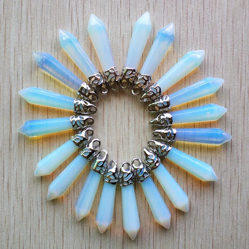 Fashion good quality Mix natural stone Hexagonal pillar pendants for necklaces  jewelry making 20pcs/lot wholesale fast shipping