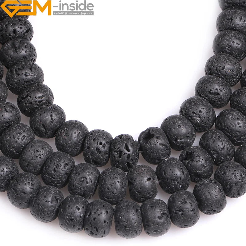 Natural Gem-Inside Square Black Lava Rock Strand 15"Beads For Jewelry Making Bracelet Necklace Diy Gifts Wholesale New