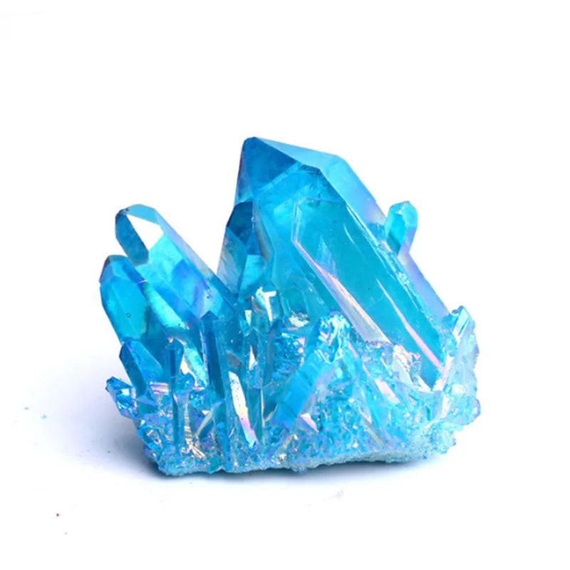 Natural Beautiful White Crystal Raw Quartz Cluster Plating Colorful Mineral Specimen Healing Ornaments