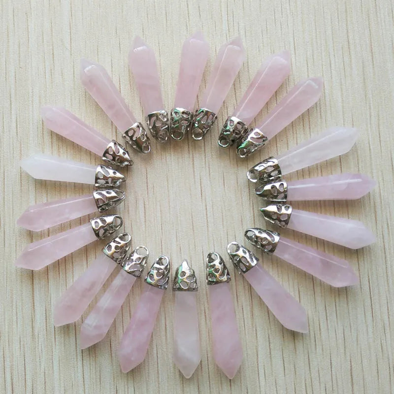 Fashion good quality Mix natural stone Hexagonal pillar pendants for necklaces  jewelry making 20pcs/lot wholesale fast shipping