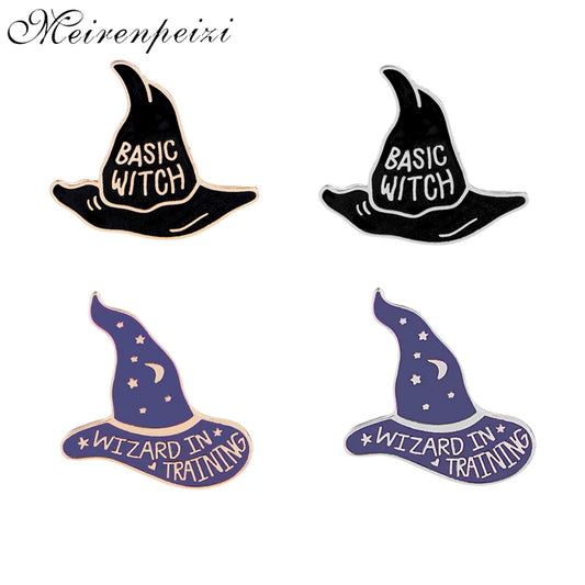 magical hat pins enamel metal brooches basic witch pin wizard in training broches women Flying cap brooch badge broche boy girl