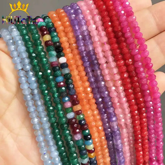 3*4mm Natural Rondelle Beads Purple Fuschia Pink Green Colorful Czech Crystal Beads For Jewelry Making DIY Bracelet Necklace 15"