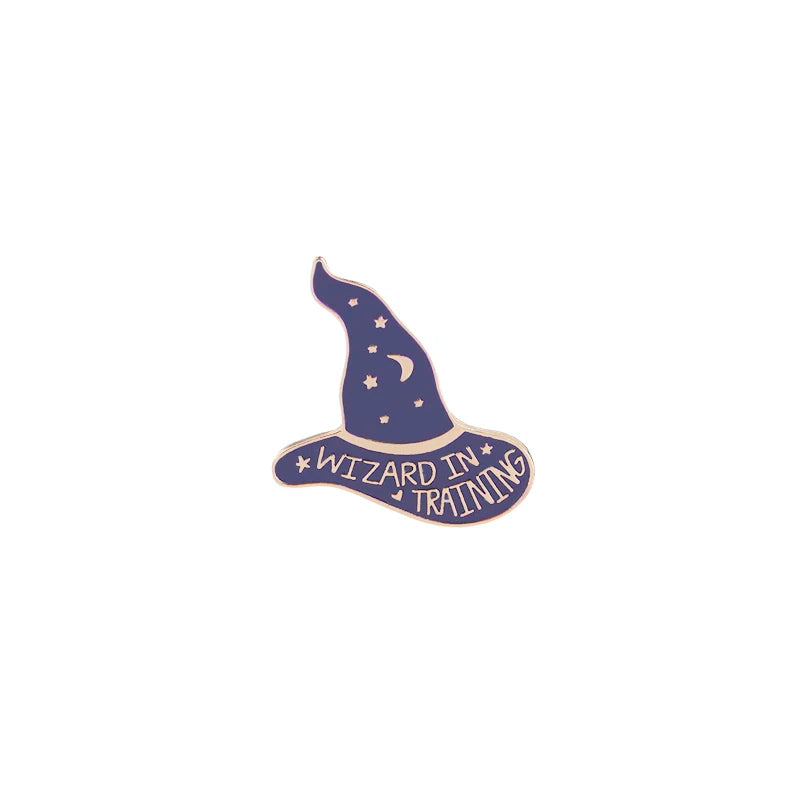 magical hat pins enamel metal brooches basic witch pin wizard in training broches women Flying cap brooch badge broche boy girl