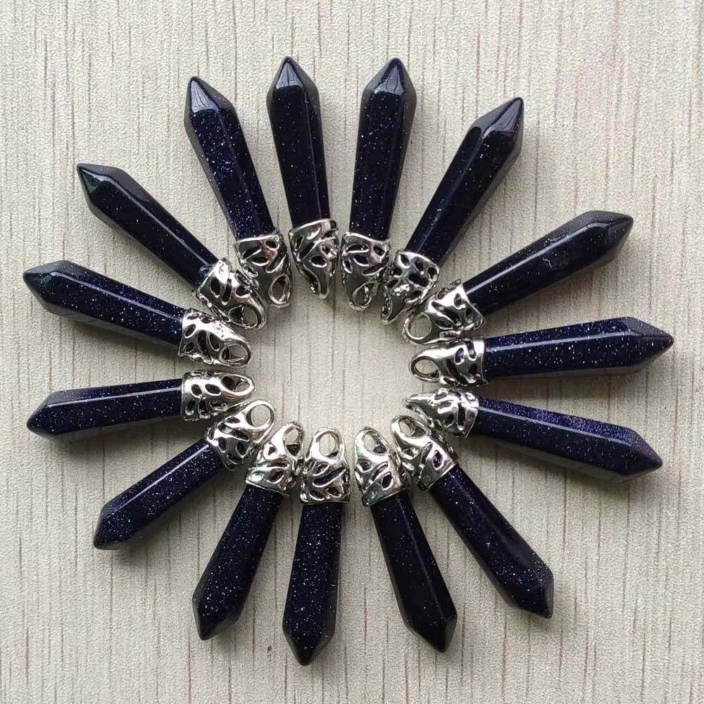 Fashion good quality Mix natural stone Hexagonal pillar pendants for necklaces  jewelry making 20pcs/lot wholesale fast shipping