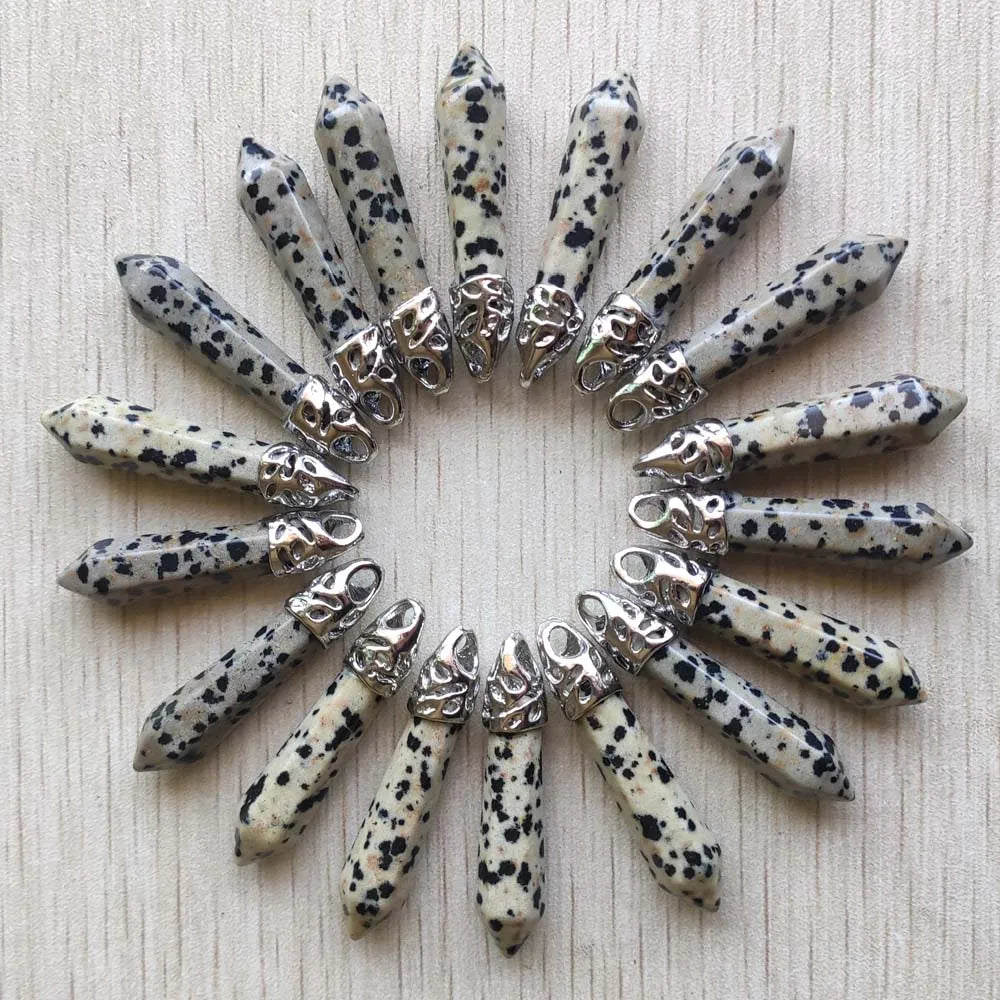 Fashion good quality Mix natural stone Hexagonal pillar pendants for necklaces  jewelry making 20pcs/lot wholesale fast shipping