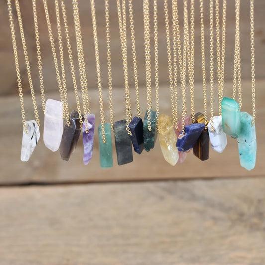 Raw Stone Silce Slab Pendants Chains,Healing Crystal Reiki Natural Smoky/Rose Quartzs Citrines Necklace Jewelry,QC3017