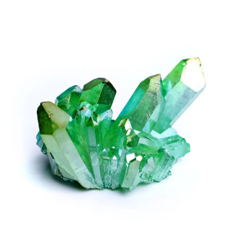 Natural Beautiful White Crystal Raw Quartz Cluster Plating Colorful Mineral Specimen Healing Ornaments