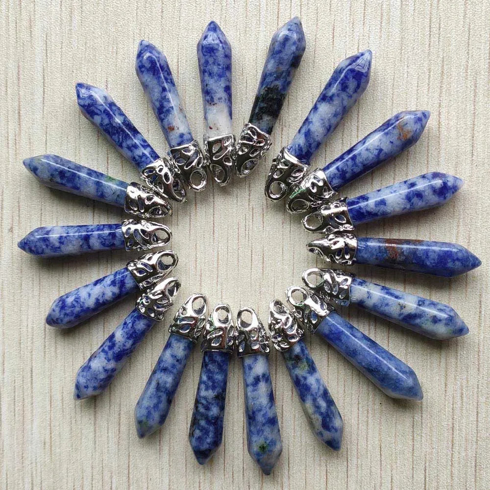 Fashion good quality Mix natural stone Hexagonal pillar pendants for necklaces  jewelry making 20pcs/lot wholesale fast shipping