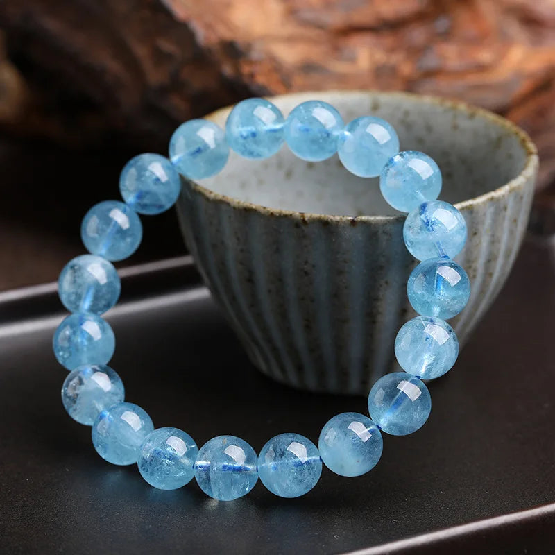 Natural Aquamarines Bracelets for Women Single Circle Crystal Bracelet Jewelry Romantic Casual Crystal Yoga Bracelet Drop Ship
