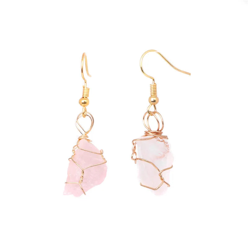 Natural Irregular Raw Stone Earrings Amethysts Apatite Lapis Quartz Stones Earring for Women Luxury Quality Jewelry Girls Gift