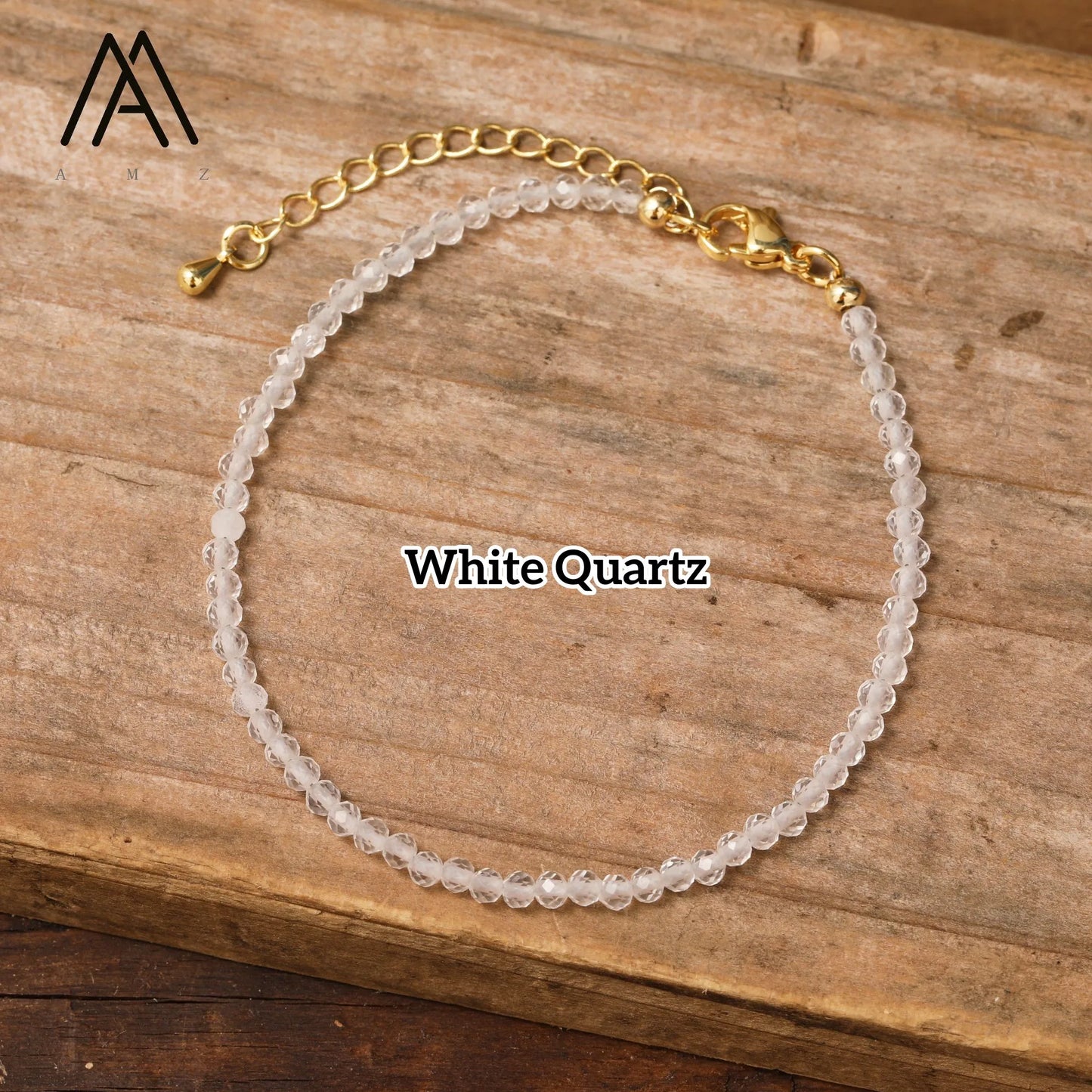 Minimalist Bracelets Natural Crystal Faceted Gemstone 2-3mm Beads Boho Jewelry Stainless Steel Chain Bracelet Friendship Gifts