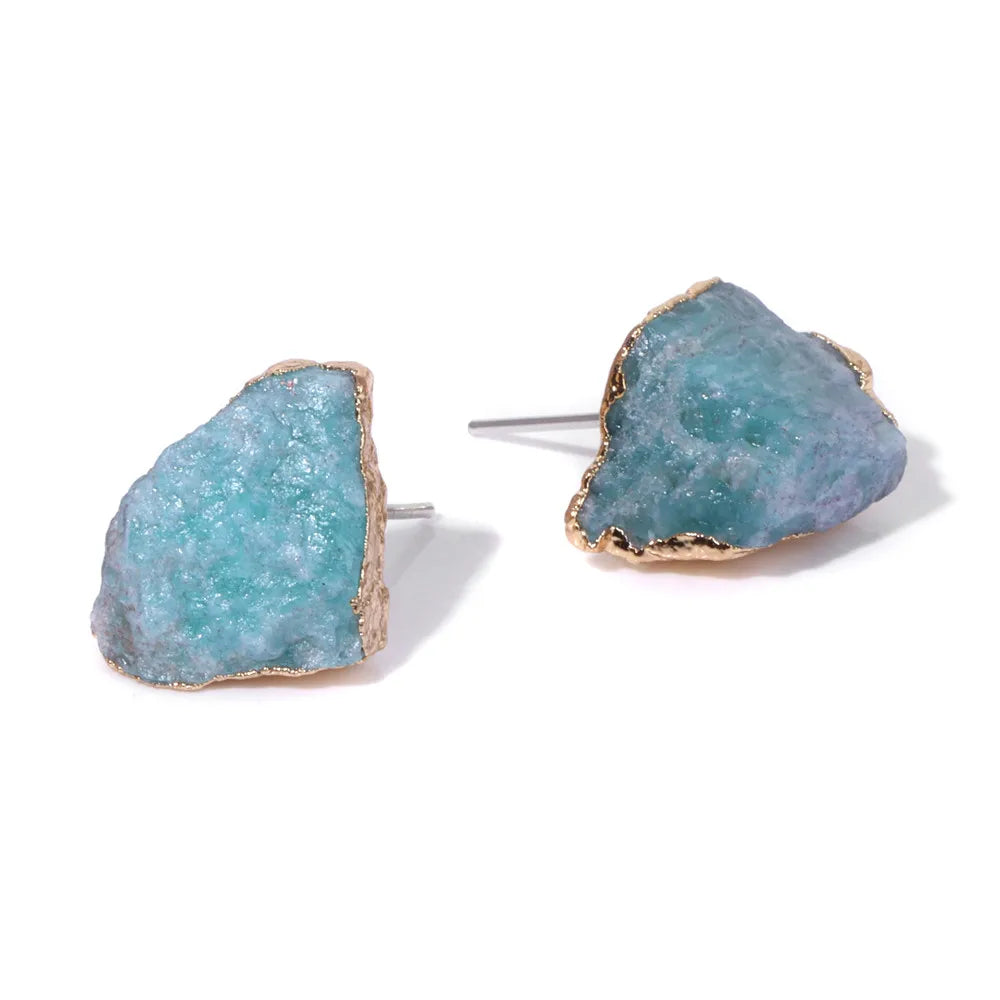 Natural Irregular Raw Stone Earrings Amethysts Apatite Lapis Quartz Stones Earring for Women Luxury Quality Jewelry Girls Gift