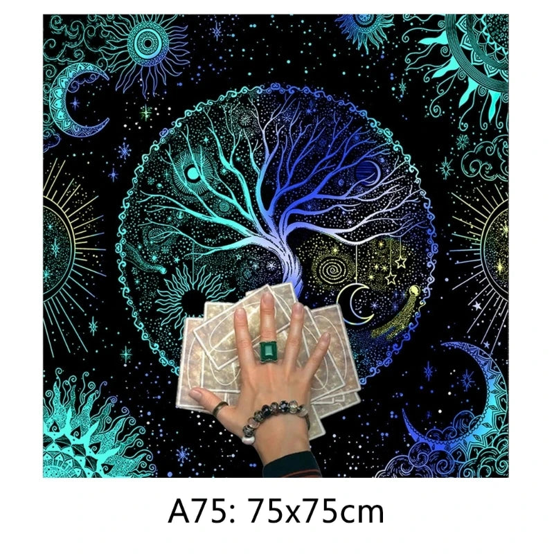 Tree of Life Tarot Tablecloth Altar Cloth Pagan Spiritual Pendulum Witchcraft Astrology Oracle Cards Pads for Room Home Decor