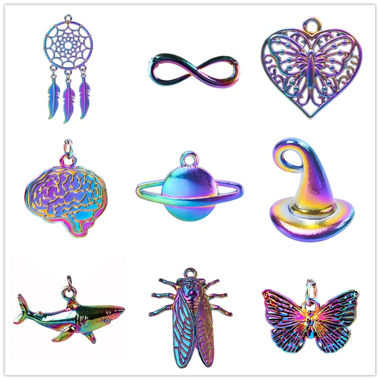 5Pcs Dreamcatcher Infinity Symbol Rainbow Color Charms Witch Hat Saturn Planet Love Butterfly Brain Fashion Pendant Diy Jewelry