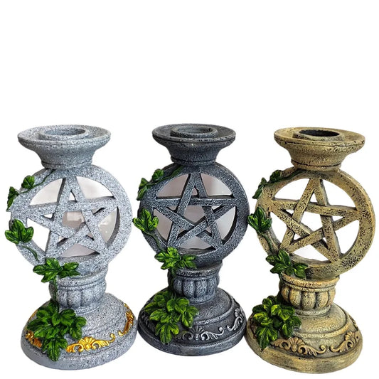 Altar Candlestick Ceremony Candle Holder set Witchcraft Props Table Decoration Goddesses Kore Pentagram Candelabrum Religion