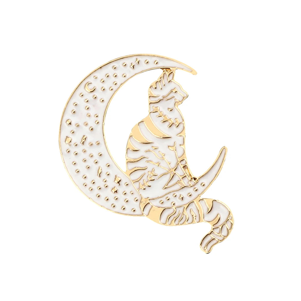 Witches Punk Black Enamel Pins Magical Hat Furnace Moon Cat Brooch Backpack Denim Lapel Pin Badge Dark Gothic Party Jewelry Gift