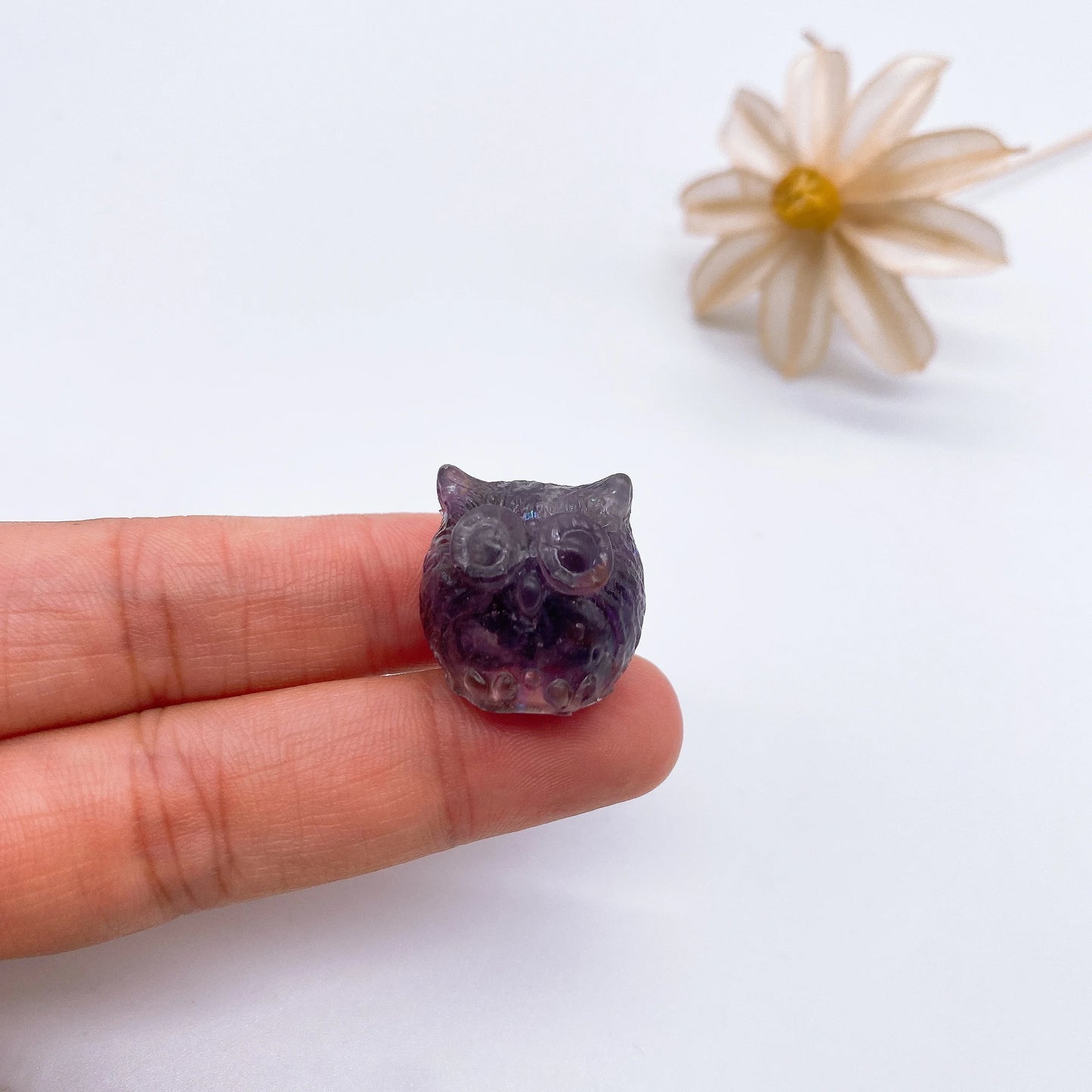 Mini Owl Decorations Natural Crushed Crystal Stone Epoxy Resin Exquisite Desk Ornaments Home Decoration Children Gift
