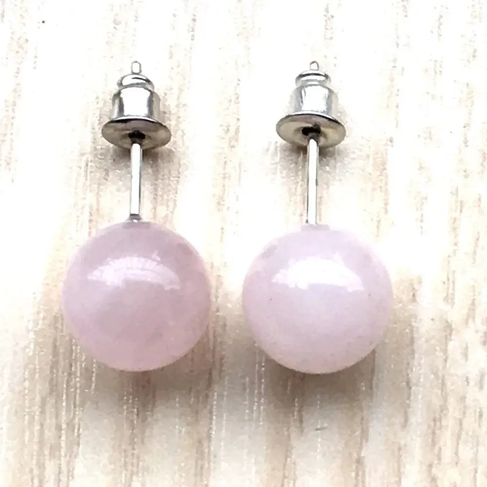 10 pairs Natural Stone Earrings Healing Crystal Quartzs Round Ball Beads Steel Stud Fashion Ear Jewelry for Women Girl Wholesale