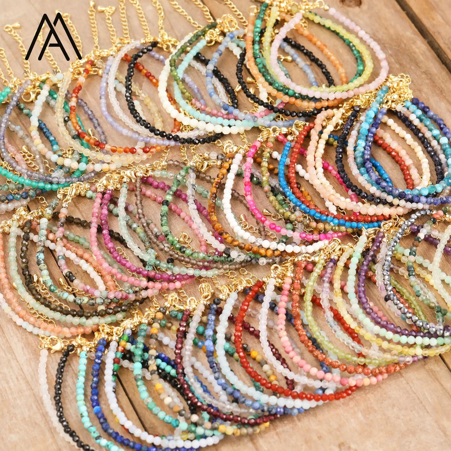 Minimalist Bracelets Natural Crystal Faceted Gemstone 2-3mm Beads Boho Jewelry Stainless Steel Chain Bracelet Friendship Gifts