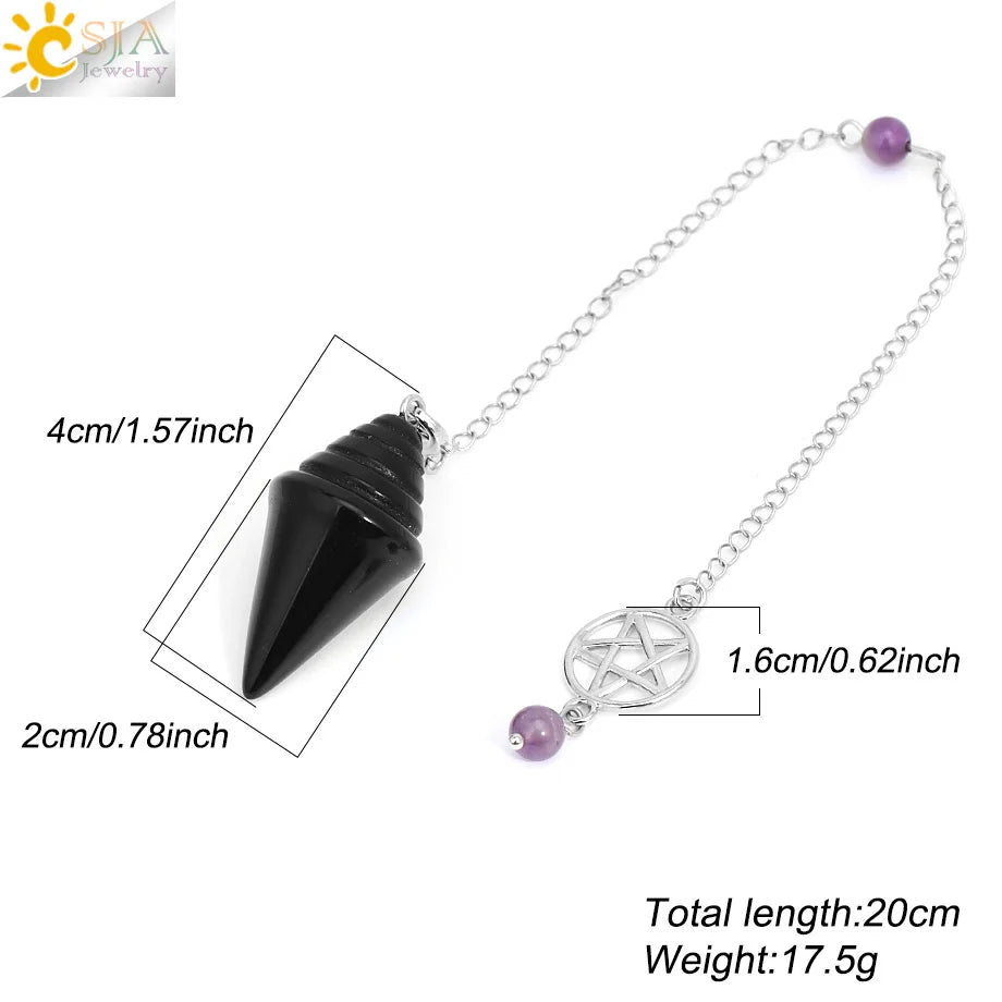 Crystal Stupa Pendulum for Dowsing Divination Witchcraft Reiki Natural Stone Fluorite Amethysts Pendant Spiritual Pendulos H478