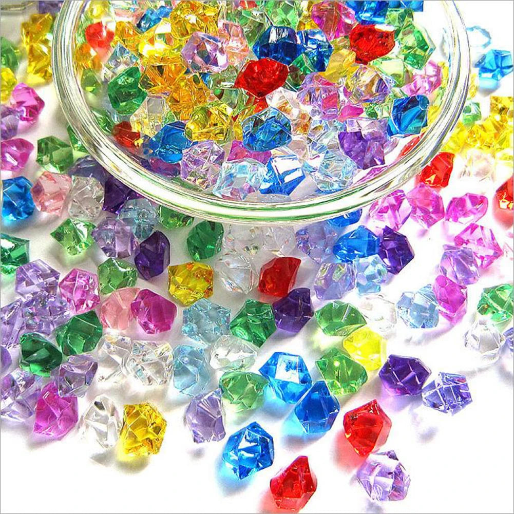 200pcs Acrylic Gem Stone Crushed Ice Rocks Aquarium Colorful Stones Fish Tank Vase Landscaping Wedding Party Decoration