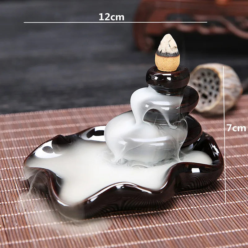 Waterfall Incense Burner Ceramic Incense Holder Handmade Creative Ceramic Backflow Incense Burner Decor In Home Teahouse FU