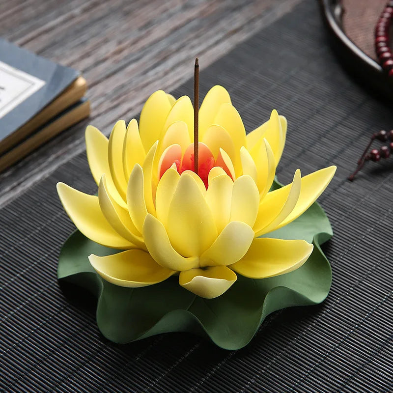 Zen Ceramic Censer Handicrafts Home Ornaments Water Lily Incense Burner Lotus Incense Stick Holder