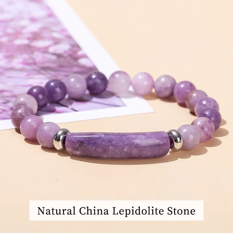 JD Natural Stone Tiger Eye Amethyst Rectangle Bar Charm Bracelet Women Men Reiki Healing Bead Chakra Bangles Couples Jewelry